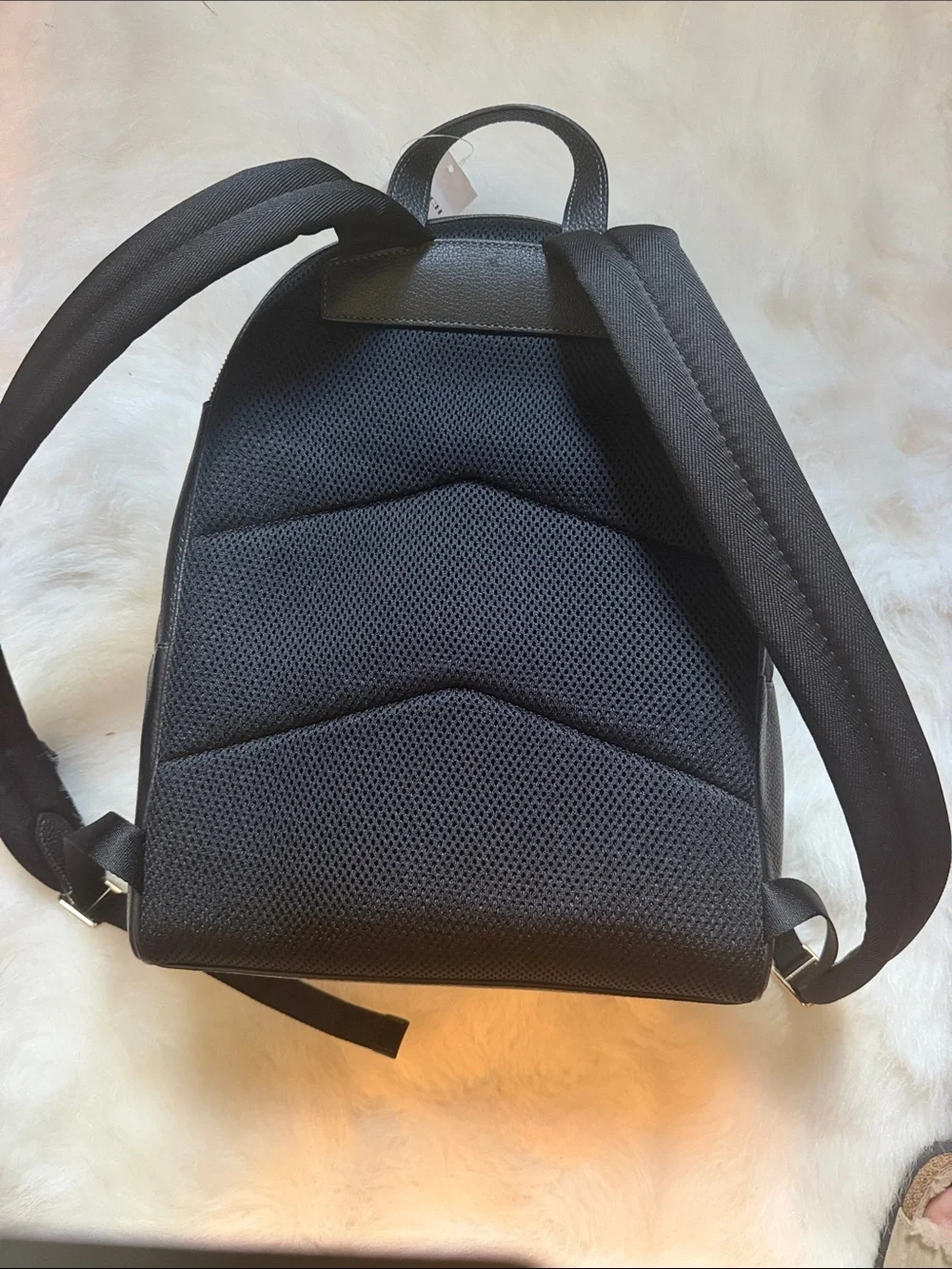 Coach Black Pebbled Leather Backpack with Gold-Tone Accents